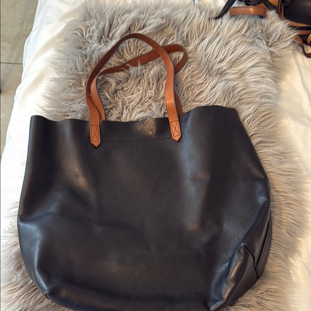 Madewell Black and Tan Tote Bag